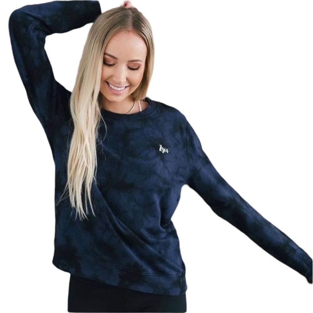 Zyia Active Hendrix Distressed Tie Dye Crewneck